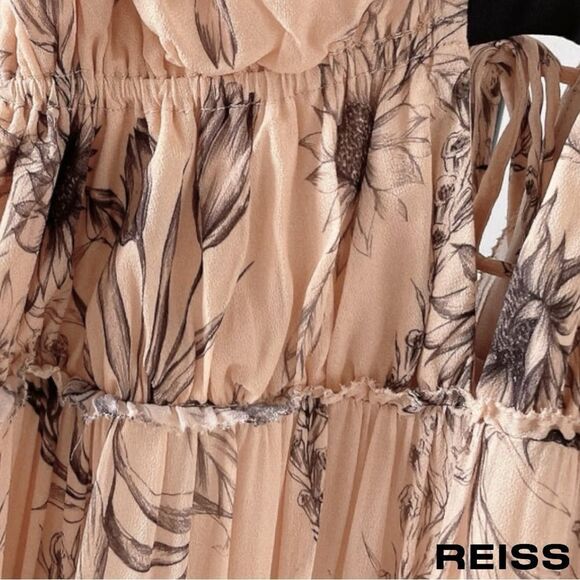 REISS **NWT** Floral Maxi Dress in Blush Peach / Beige - Picture 10 of 13